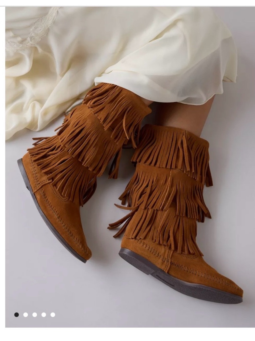 Minnetonka 3-Layer Fringe Boots Sz 8